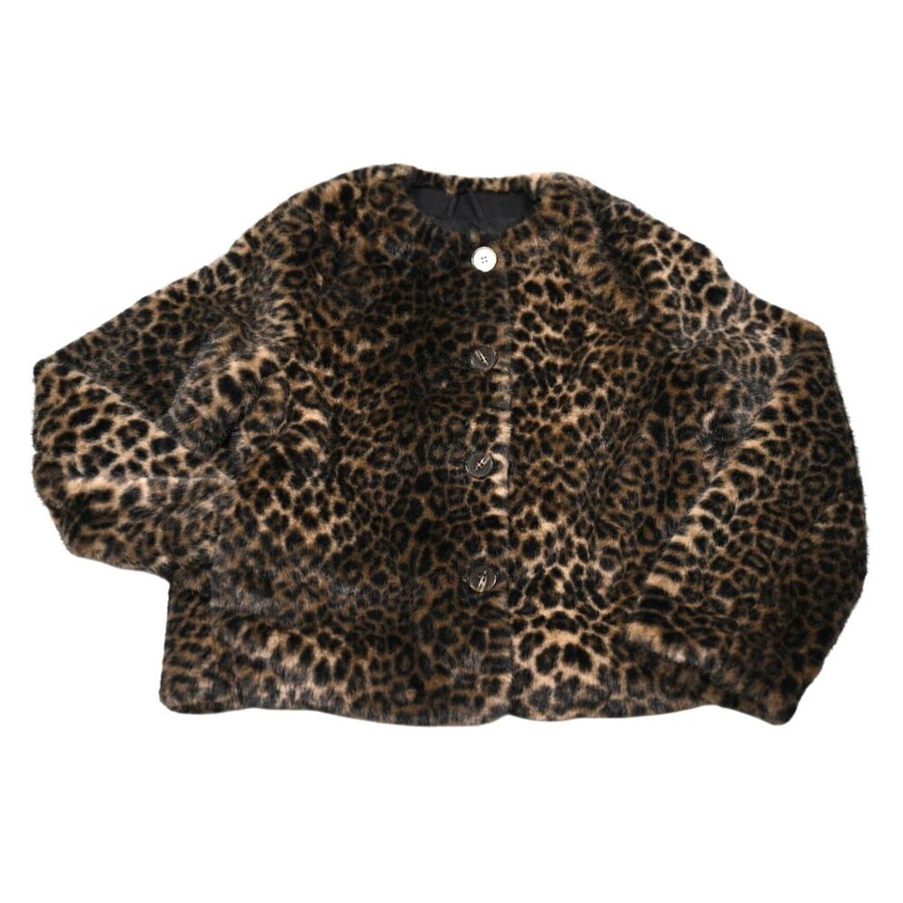 H&M Leopard Faux Fur Teddy Jacket - Brown & Black